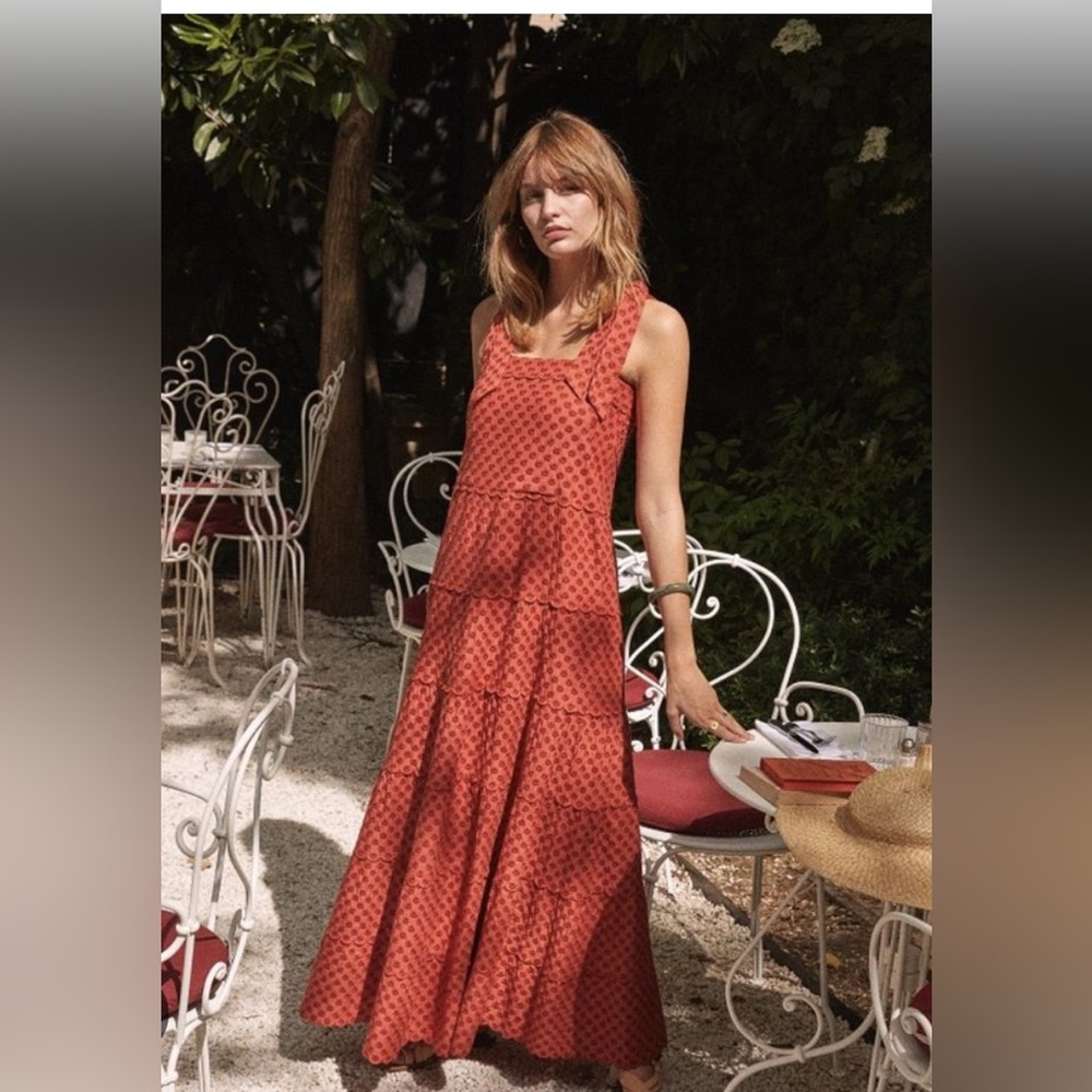 Sezane Annie Embroidered Maxi Dress